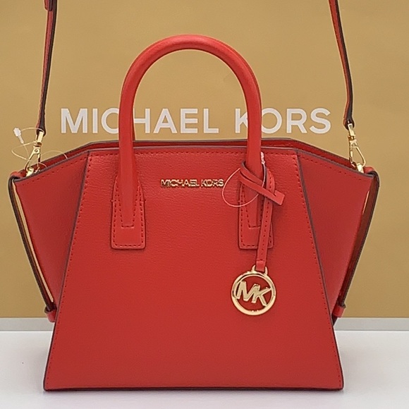 Michael Kors Avril Small Leather Top-Zip Satchel Color Flame - Picture 12 of 16